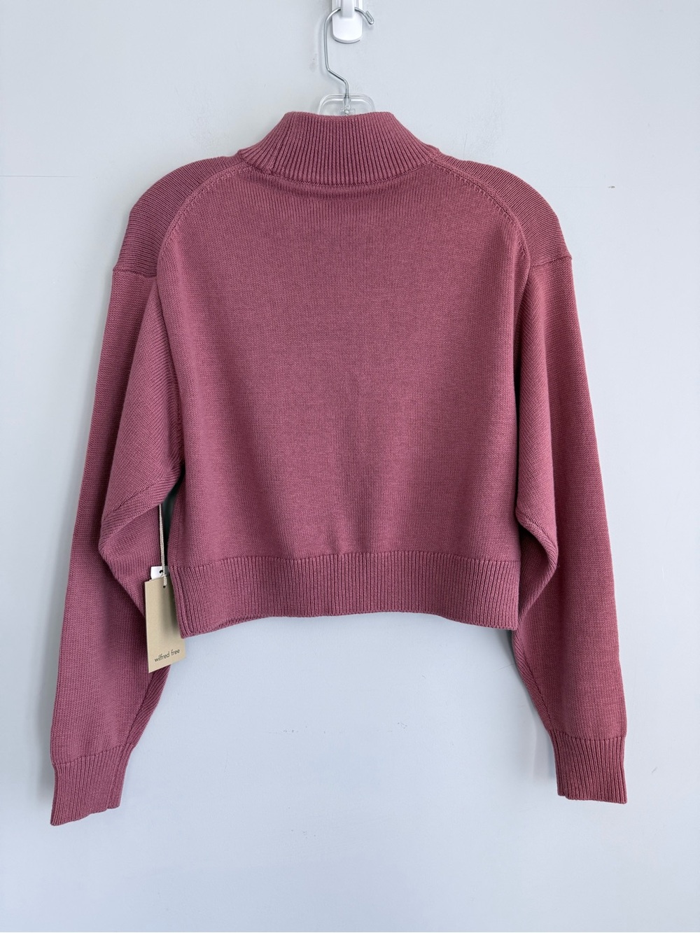 Aritzia Wilfred Free Harper Merino Wool Cotton Mock Neck Sweater XS NWT Pink - Picture 4 of 13